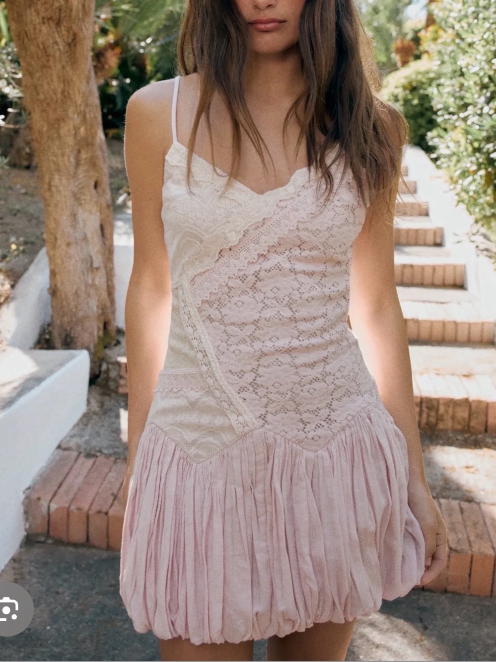 Zara Pale Pink Lace & Ruffled Mini Dress